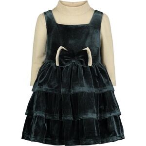 Blueberi Boulevard Green Velvet Dress